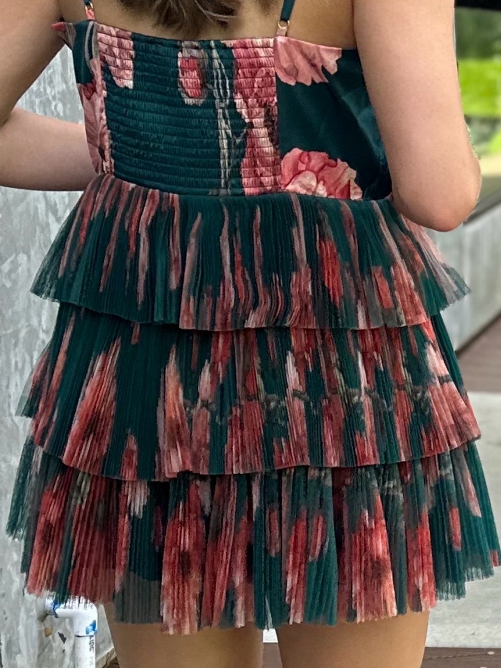 Hutch Teal & Pink Floral Tiered Mini Dress - Picture 5 of 5